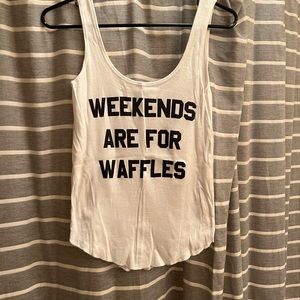 Recycled Karma “Weekends are for Waffles” tank top